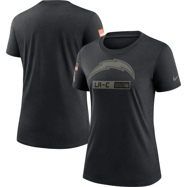Women's Los Angeles Chargers 2020 Black Salute To Service Performance NFL T-Shirt (Run Small)